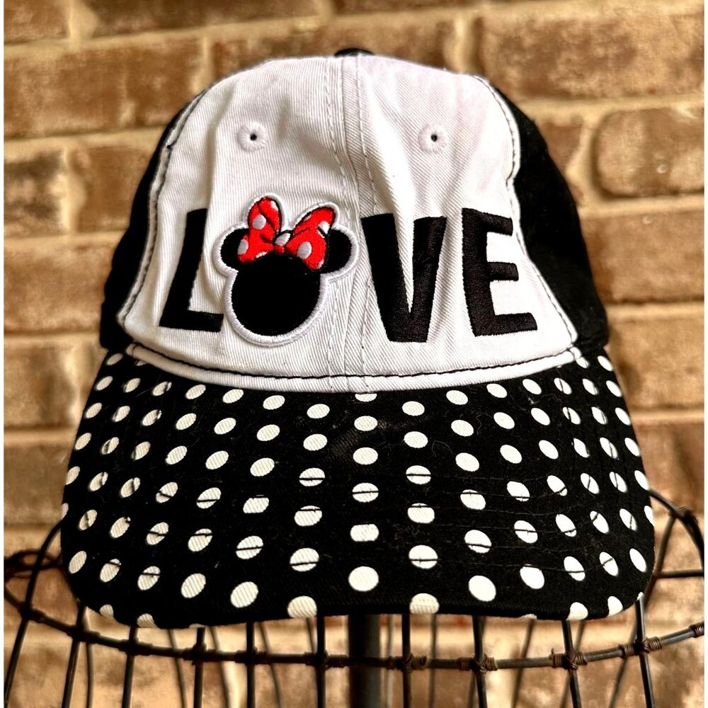 NWOT Disney Minnie Mouse Baseball Cap Hat Adjustable Embroidered Polka D…
